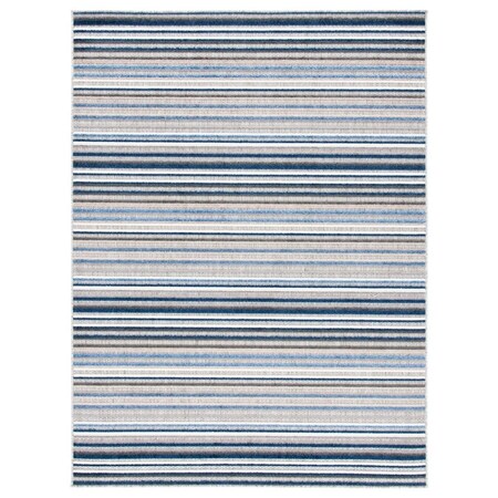 Flowers First 6 ft.-7 in. x 6 ft.-7 in. Cabana Round Power Bohemian Loomed Rug; Grey & Blue FL2149464